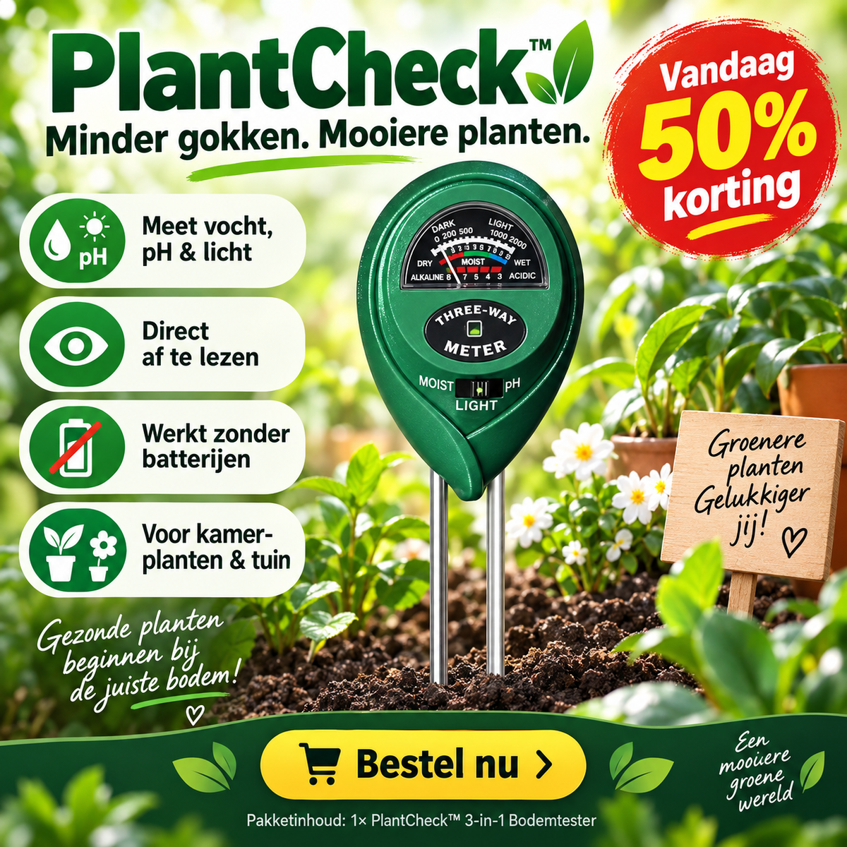 PlantCheck™ | Weet precies wanneer uw planten water, licht of betere grond nodig hebben