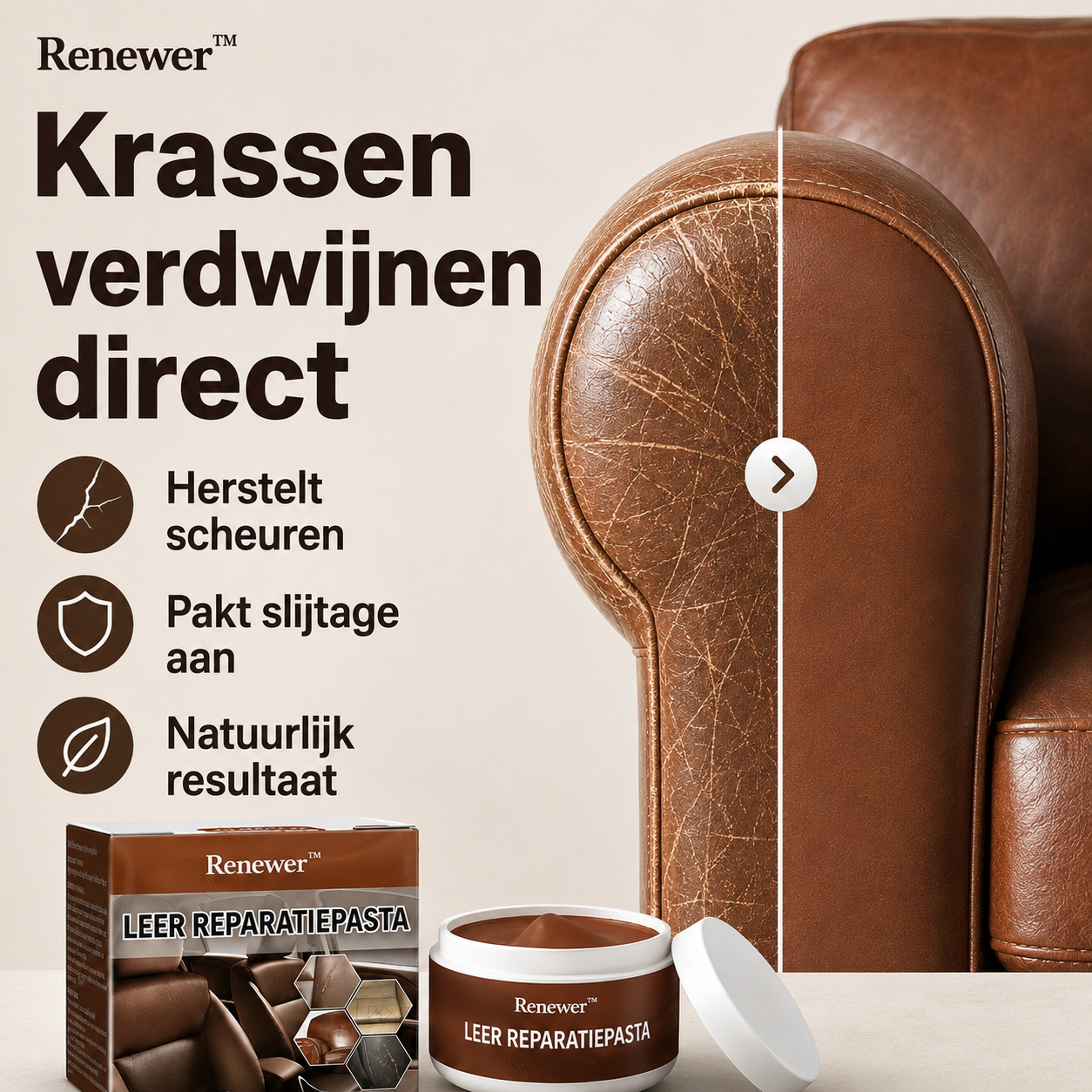 Renewer™ – De snelle oplossing voor beschadigd leer | 1+1 gratis