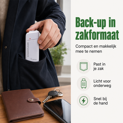 Noodoplader | Laad uw telefoon op zonder stroom of stopcontact | 1+1 gratis