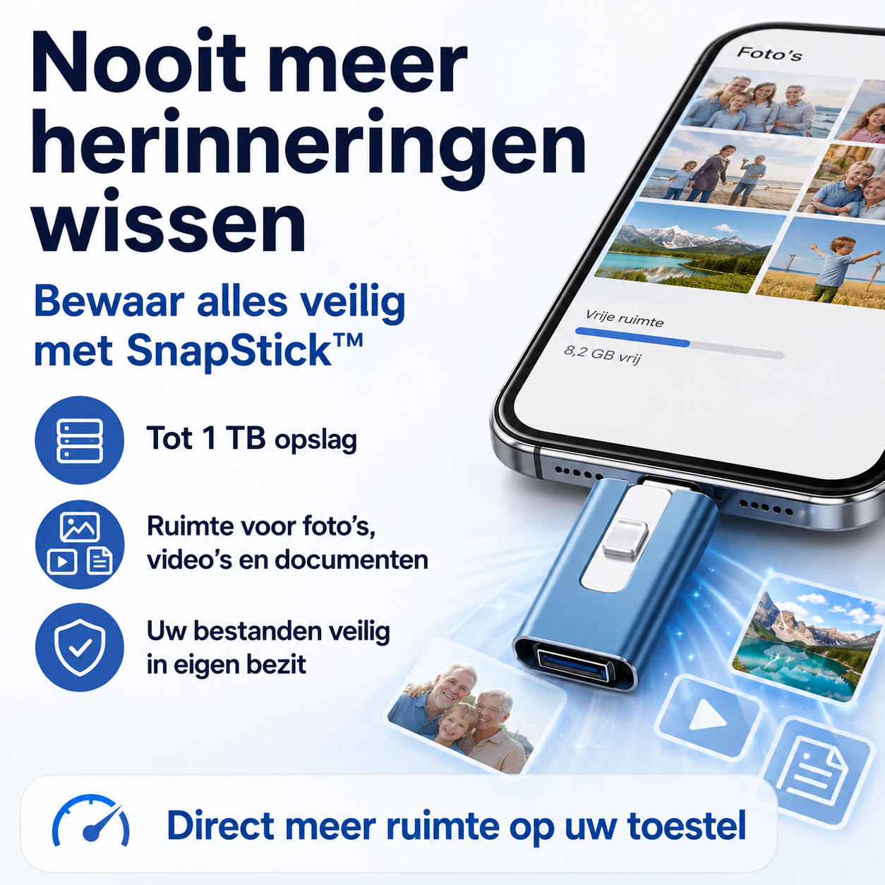 SnapStick | Nooit meer foto's verwijderen omdat uw geheugen vol is