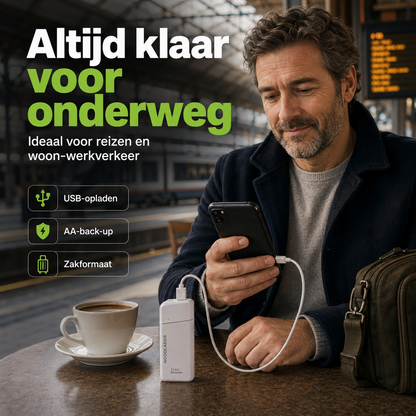 Noodoplader | Laad uw telefoon op zonder stroom of stopcontact | 1+1 gratis