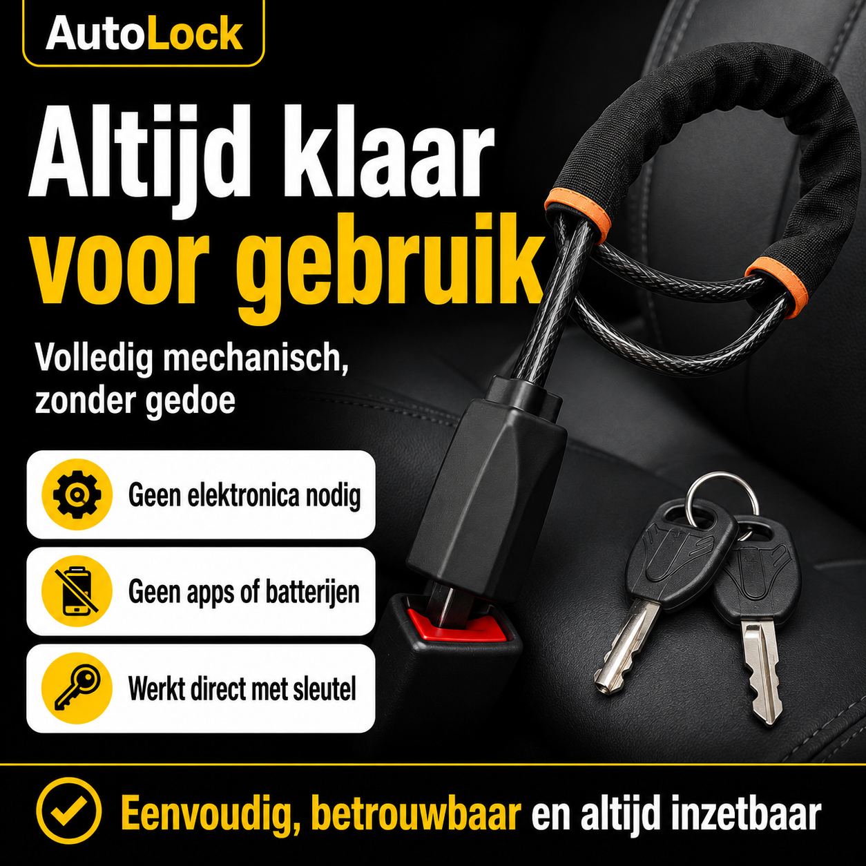 AutoLock™ - Niet-kapot-te-krijgen stuurslot voor elke auto!