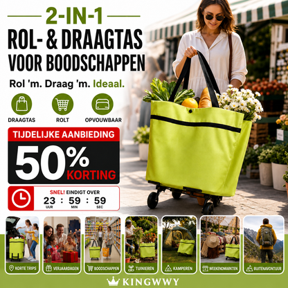 EasyCarry™ – Nooit Meer Tillen: Rol Je Boodschappen Moeiteloos Mee
