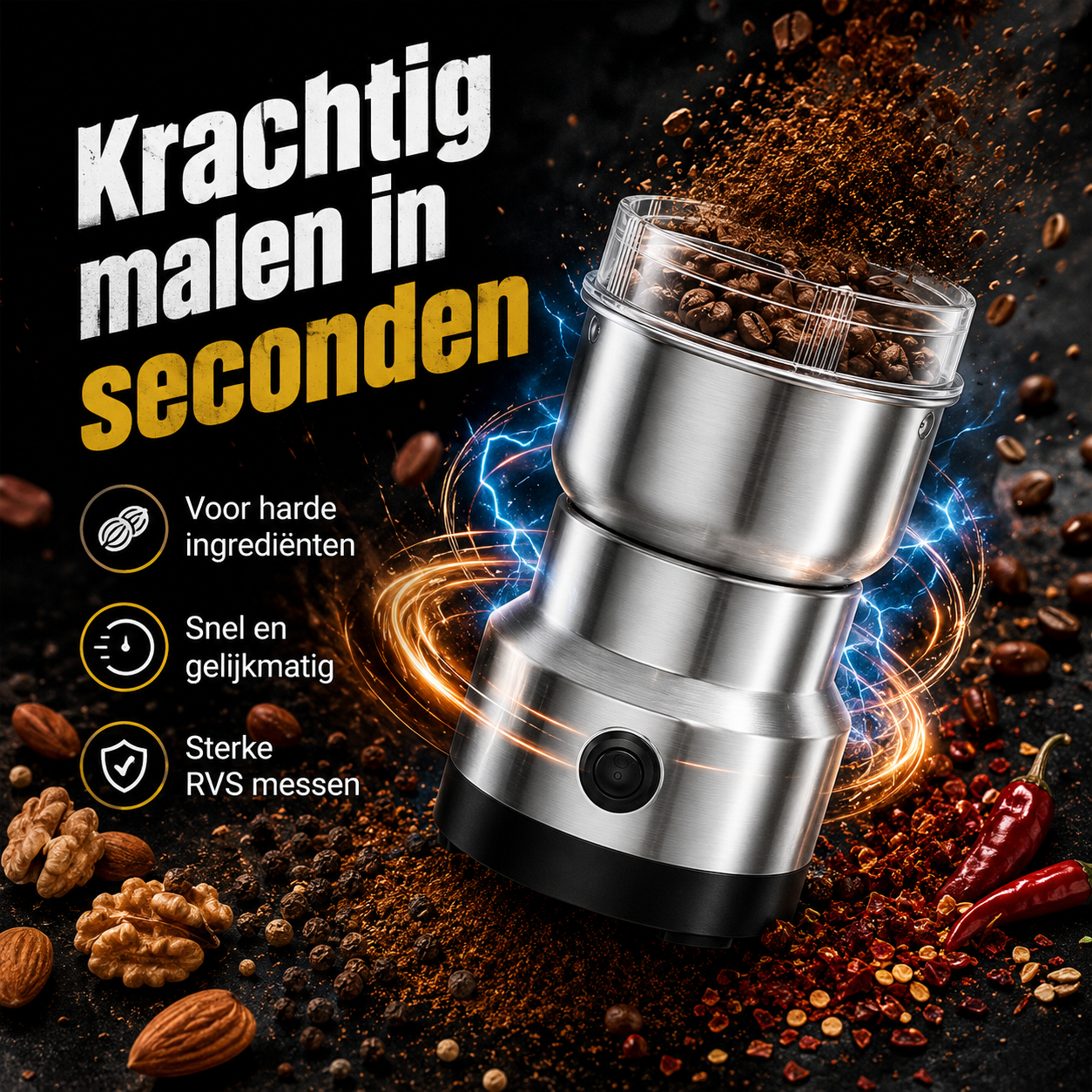 GrindMaster™ | De enige molen met onverwoestbaar RVS, zonder microplastic