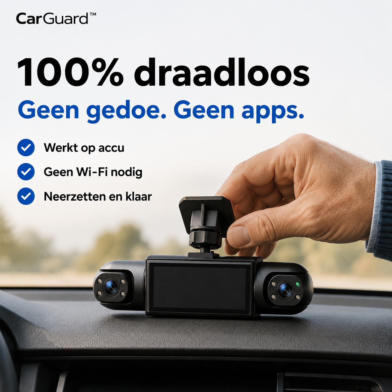 CarGuard™ – Dag en nacht bescherming zonder apps, Wi-Fi of stroom