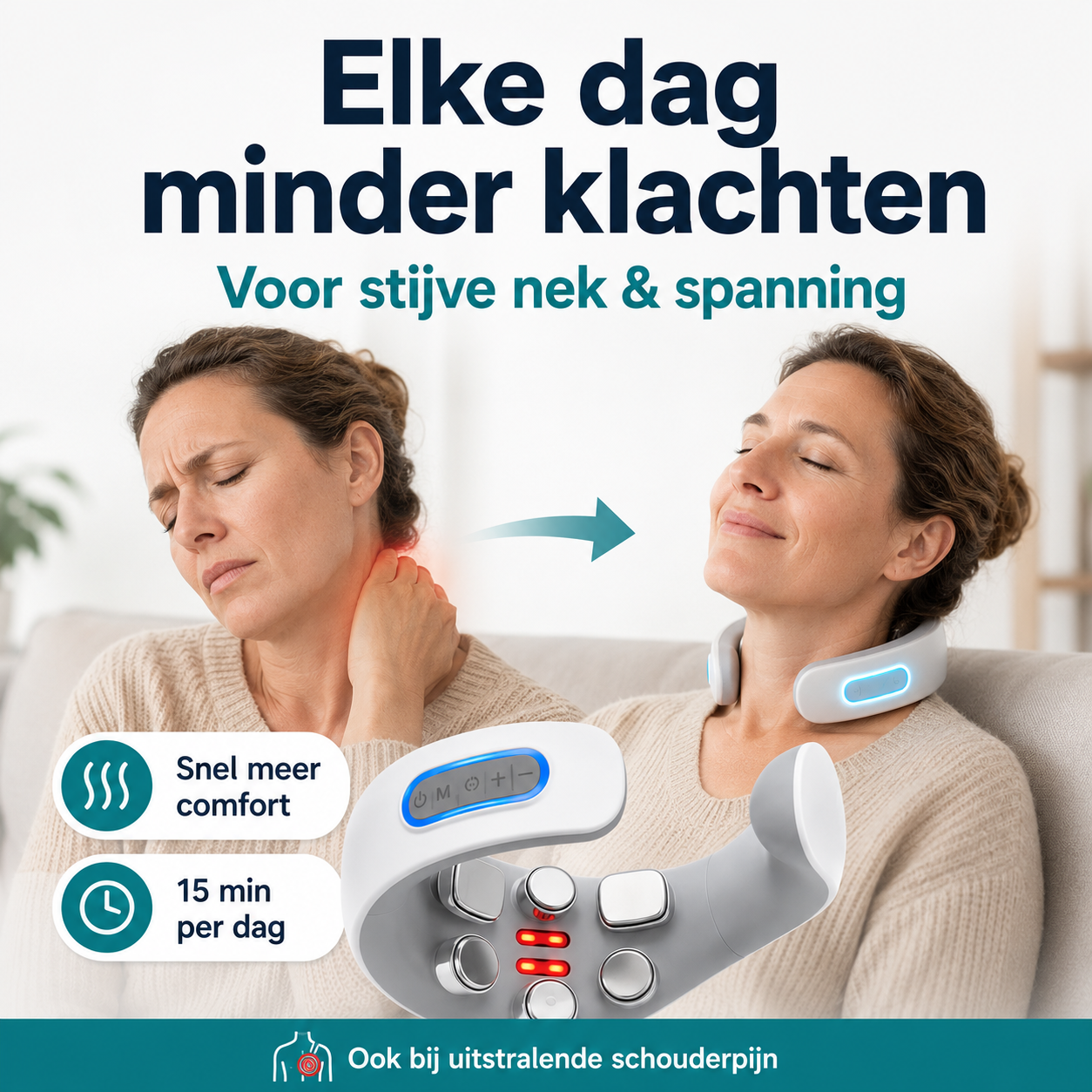 HeatPulse™ – Verlicht Stijve Nek & Schouders in 15 Min