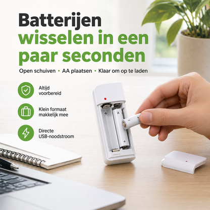 Noodoplader | Laad uw telefoon op zonder stroom of stopcontact | 1+1 gratis