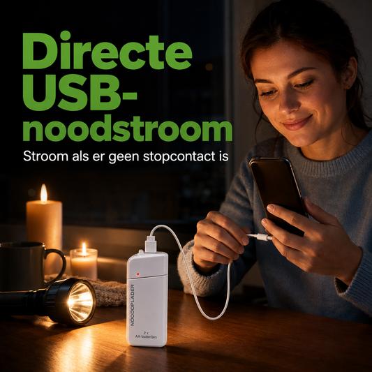 Noodoplader | Laad uw telefoon op zonder stroom of stopcontact | 1+1 gratis