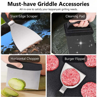 Barbecue Bestekset 29-delig BBQ Grill Accessoires met Burgerpers Grillspatel RVS Burgerbel Plancha Accessoires