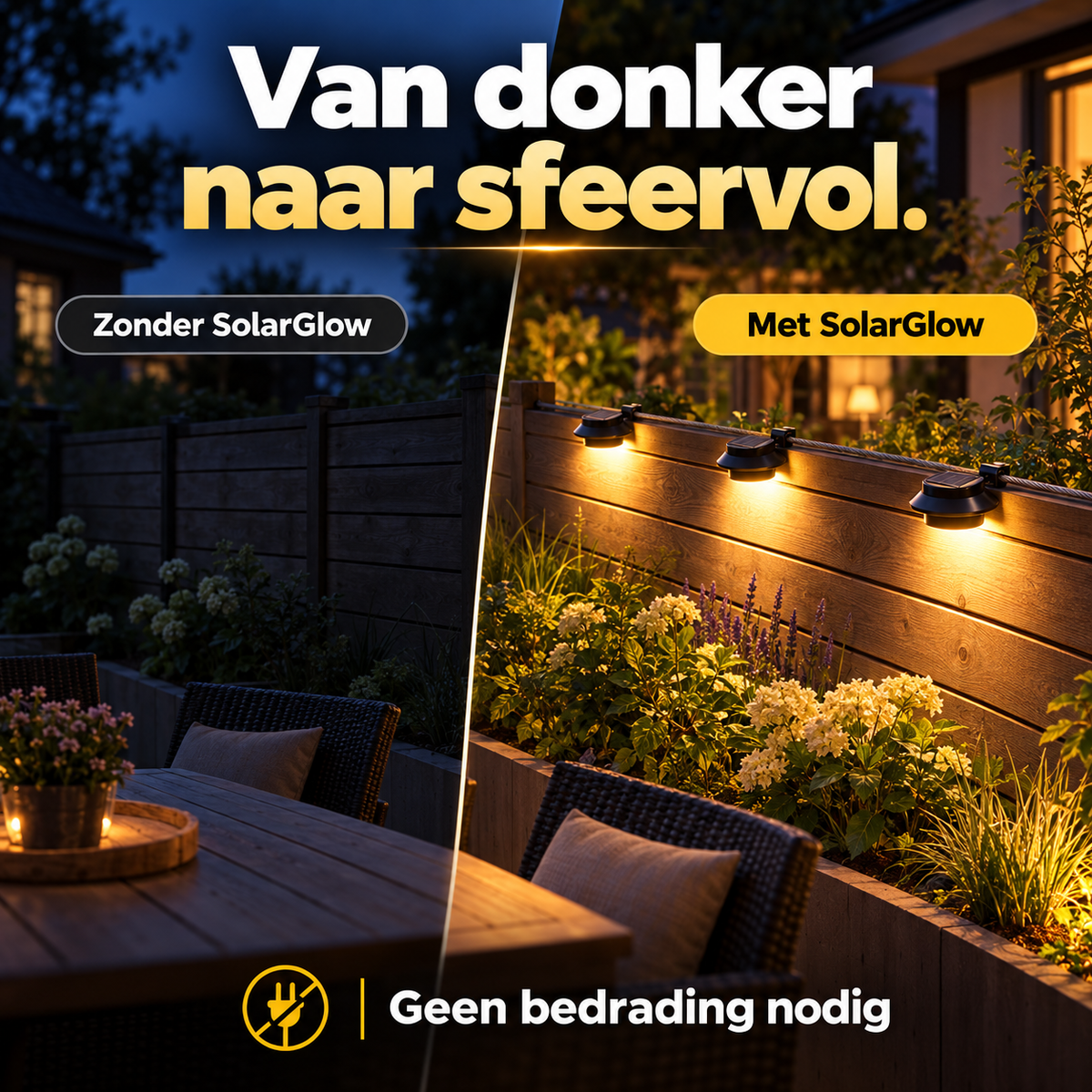 SolarGlow™ | Verlicht uw tuin zonder kabels, stopcontact of stroomkosten | 1+1 gratis