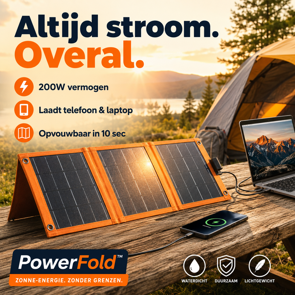 PowerFold™ – Altijd en overal gratis stroom op zak