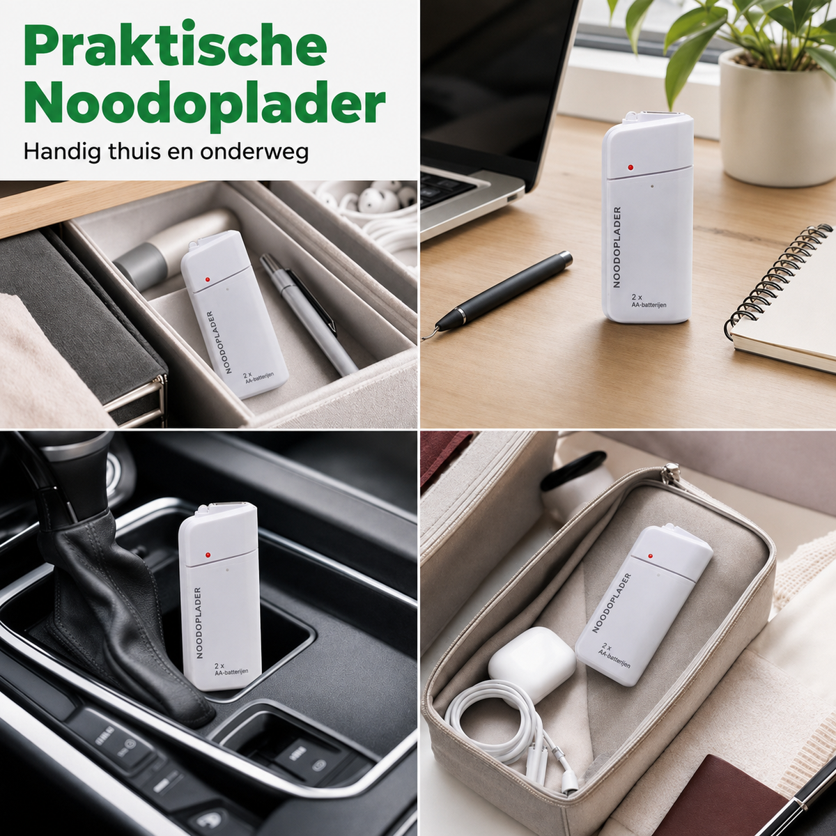 Noodoplader | Laad uw telefoon op zonder stroom of stopcontact | 1+1 gratis