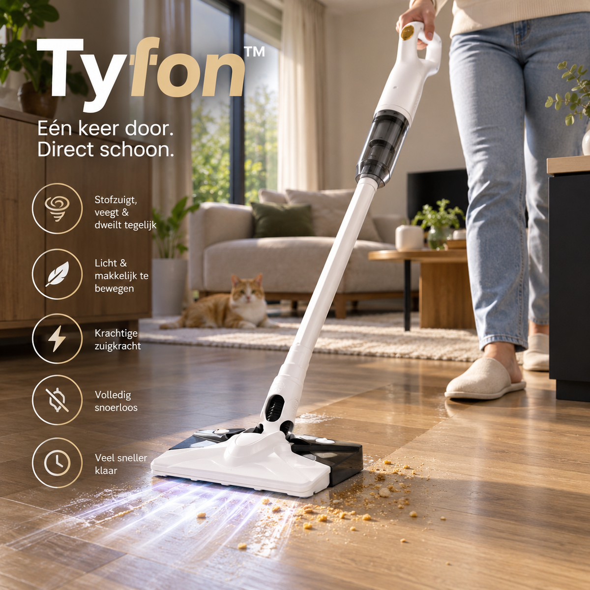 Tyfon™ | Stofzuig én dweil uw vloer in één beweging