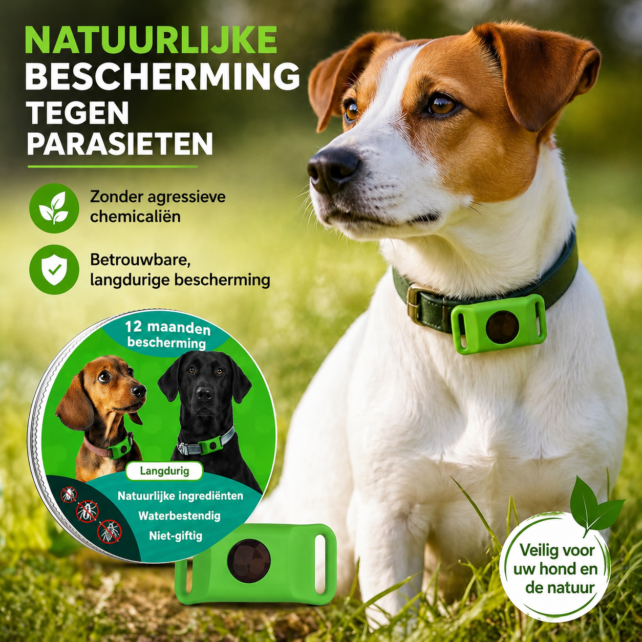 TickOff™ | 12 maanden natuurlijke bescherming tegen vlooien en teken | 1+1 GRATIS