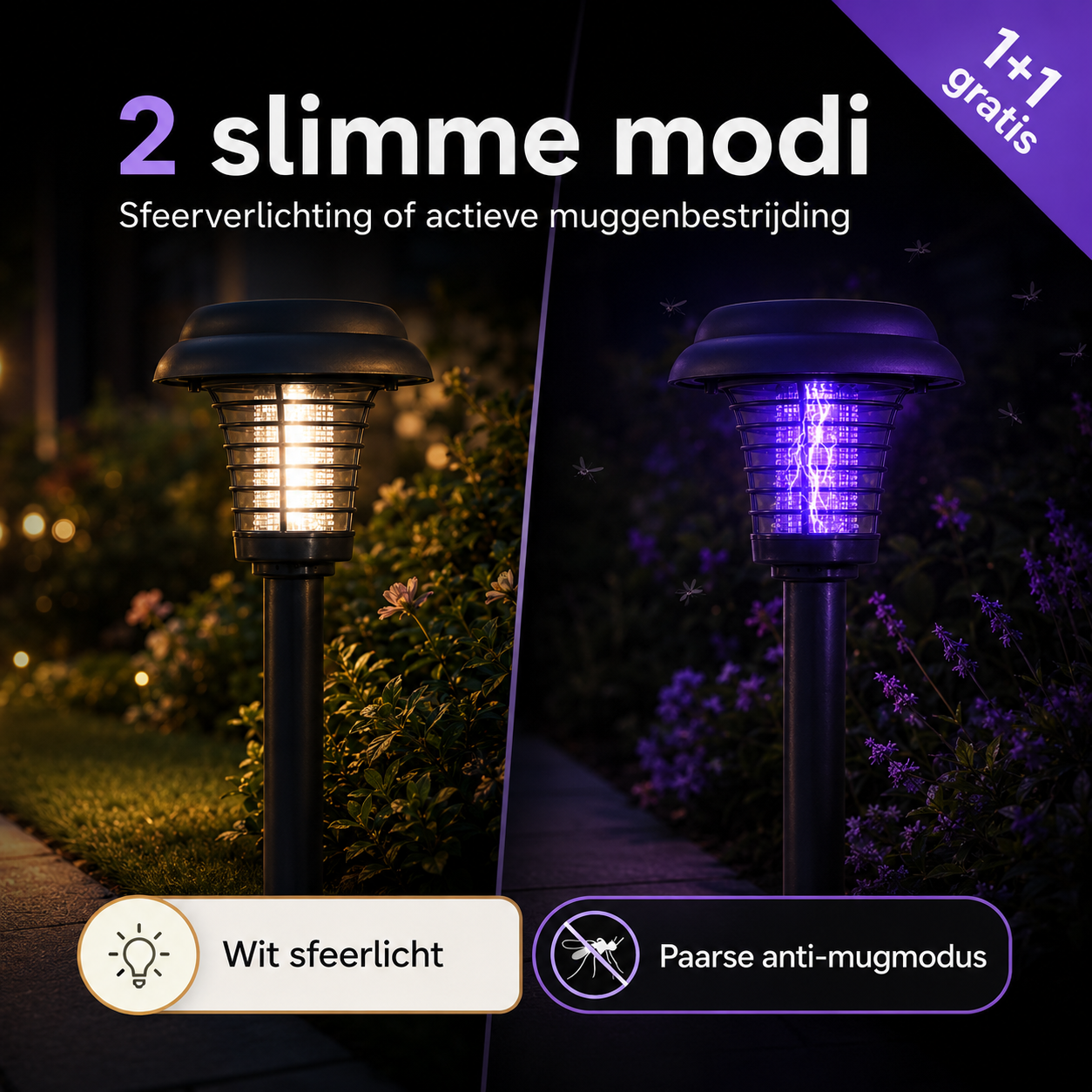 SolarZap Pro™ | Slimme muggenbestrijding en sfeerverlichting op zonne-energie | 1+1 gratis