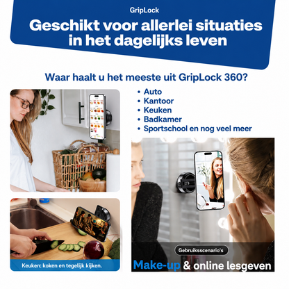 GripLock™ | De enige verplaatsbare telefoonhouder die écht stevig blijft zitten!