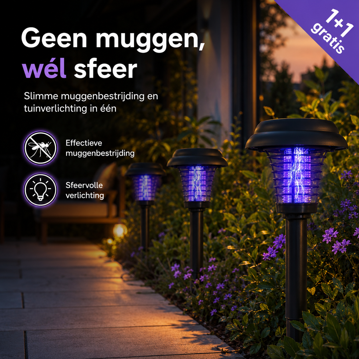 SolarZap Pro™ | Slimme muggenbestrijding en sfeerverlichting op zonne-energie | 1+1 gratis