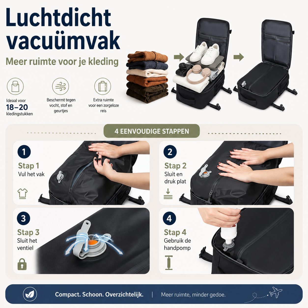 VacuPack™ Pro | Bespaar Op Ruimbagage – Compact Reizen Zonder Inpakstress