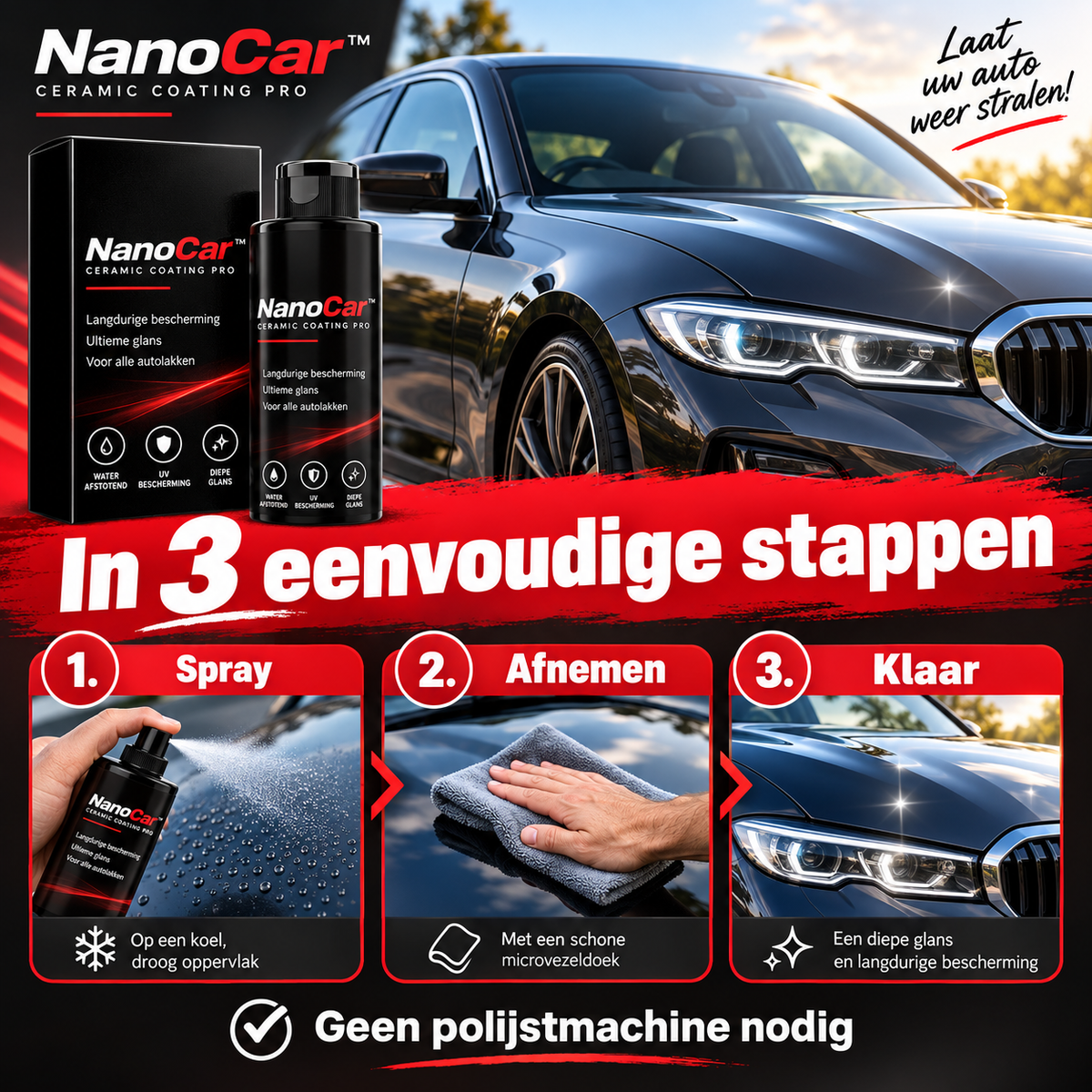 NanoCar™ | Laat uw auto weer glanzen zonder urenlang poetsen | 1+1 gratis