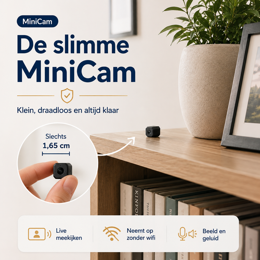 MiniCam™ | Live meekijken én opnemen zonder wifi of stroom