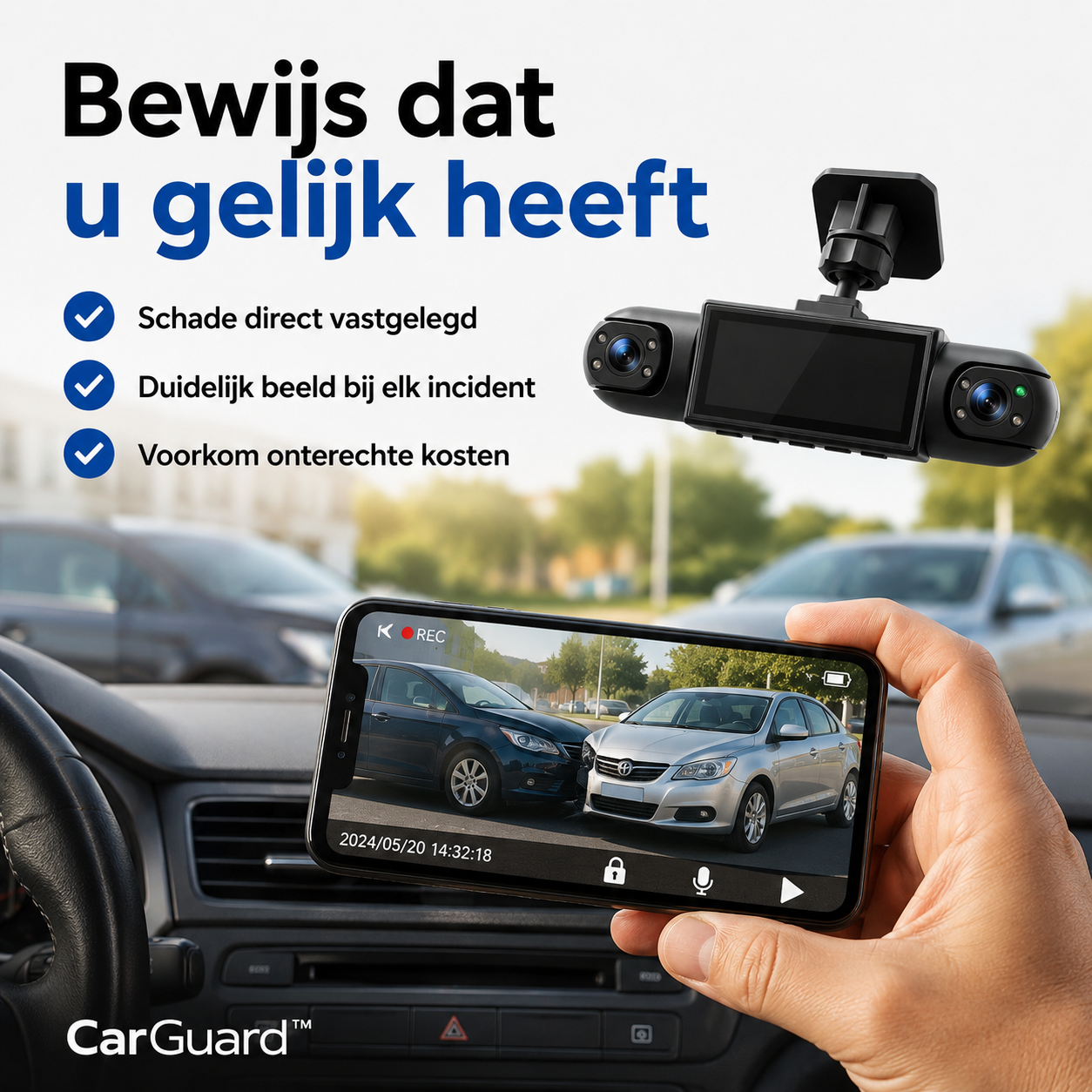 CarGuard™ – Dag en nacht bescherming zonder apps, Wi-Fi of stroom