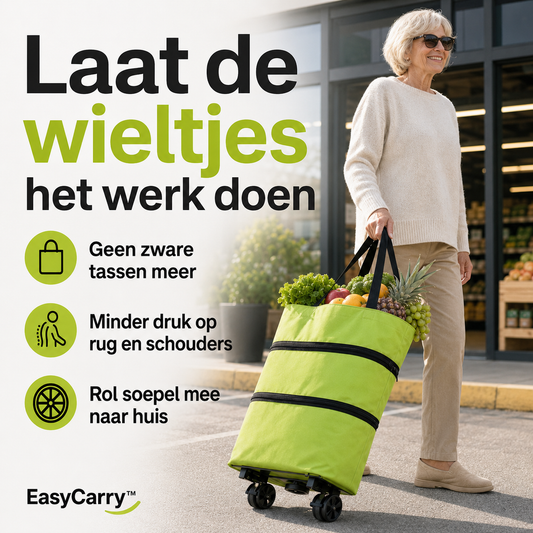 EasyCarry™ – Nooit Meer Tillen: Rol Uw Boodschappen Moeiteloos Mee
