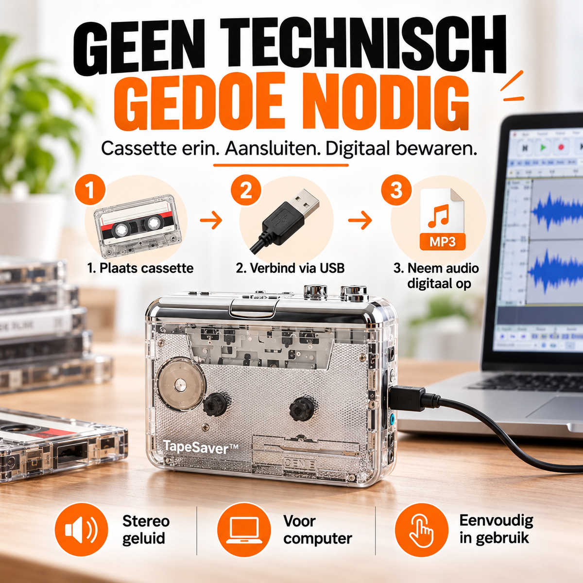 TapeSaver™ | Luister uw oude cassettes opnieuw & bewaar ze digitaal