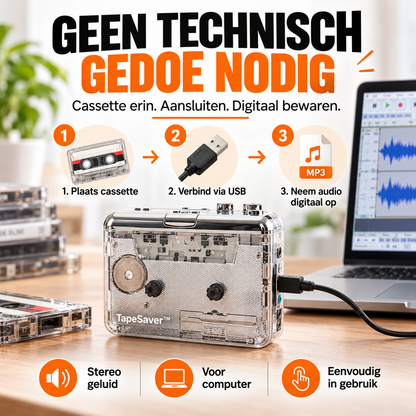 TapeSaver™ | Luister uw oude cassettes opnieuw & bewaar ze digitaal