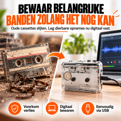 TapeSaver™ | Luister uw oude cassettes opnieuw & bewaar ze digitaal
