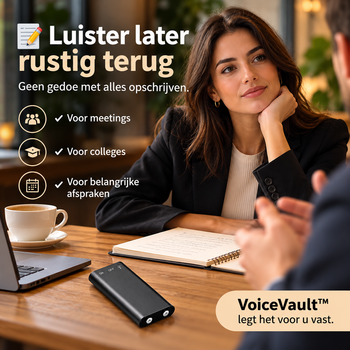 VoiceVault™ | Leg belangrijke gesprekken, ideeën & afspraken vast met één druk op de knop