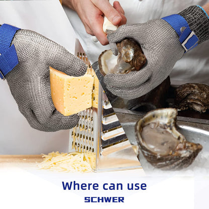 🧤⚔️ 50% KORTING! Alsof je een onverwoestbaar harnas van 316L-staal om je handen trekt dat het scherpste mes laat afketsen! Snijbestendig niveau A9 – vlees, vis, oesters, jij snijdt, het staal beschermt.